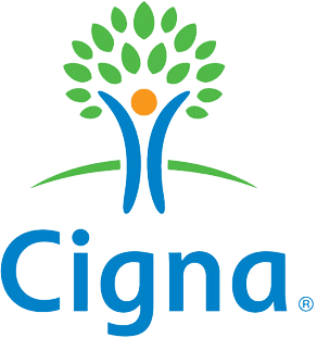 A blue and green logo for cigna.